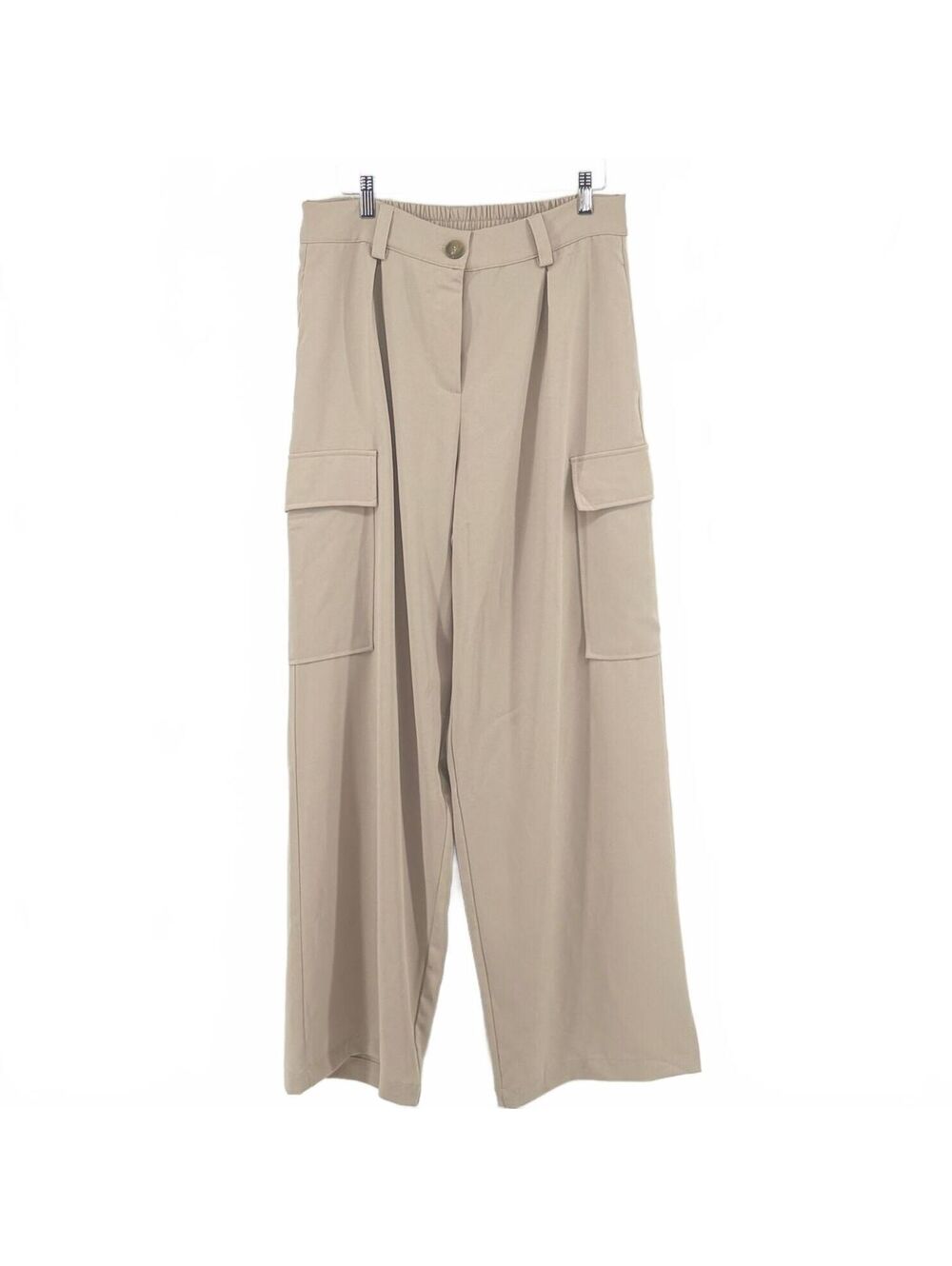 Strut & Bolt Cargo Pants Wide Leg Large Beige Women's SZ L Polyester Spandex